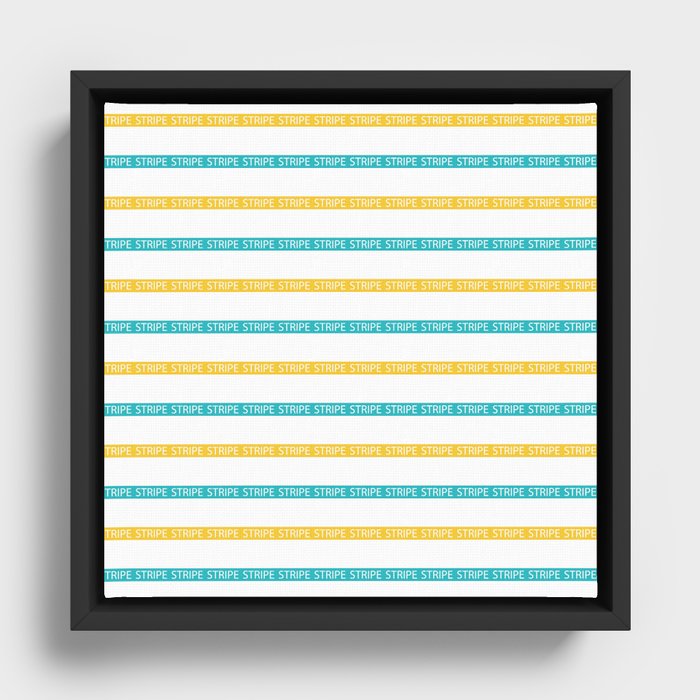 Stripe - Turquoise and Yellow Framed Canvas