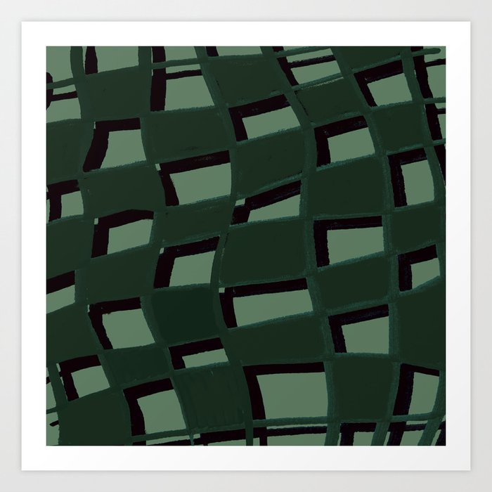 Forest Groovy Grid Art Print