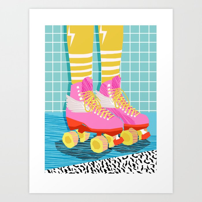 The Right Stuff - retro throwback 80s style rollerskates skating rink trendy 1980's Art Print