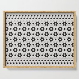 Black & White Hexagon Floral Tile Serving Tray