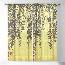 golden sunset weeping willow tree Sheer Curtain