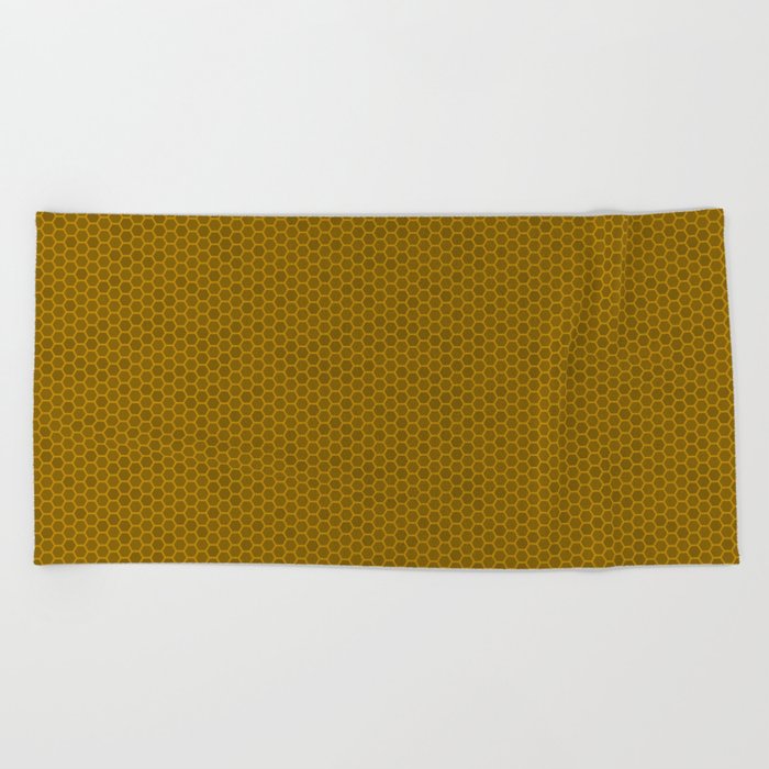 Large Golden Orange Honeycomb Bee Hive Geometric Hexagonal Design Beach Towel