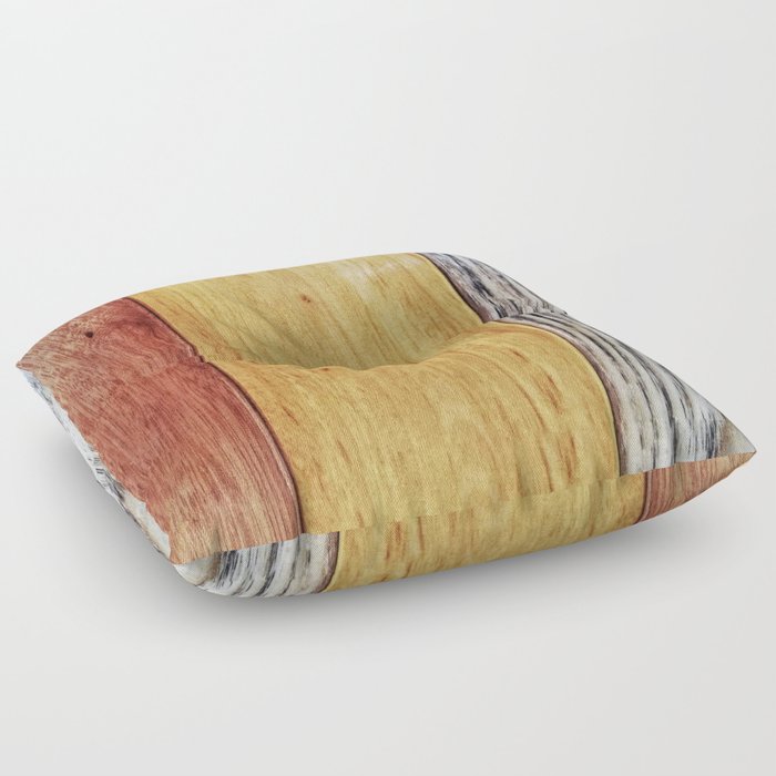 Three-color wood background texture, light brown, dark brown, gray Floor Pillow