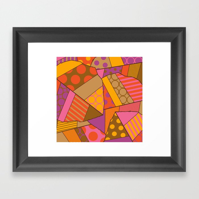 Graphic Leaf Patchwork (Fall Bold Colors) Framed Art Print
