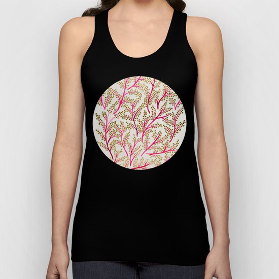 Pink & Gold Branches Unisex Tank Top