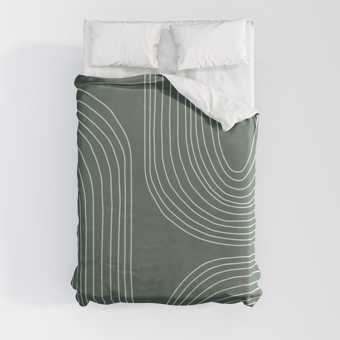 Hand drawn Geometric Lines in Forest Green 3 Duvet Cover