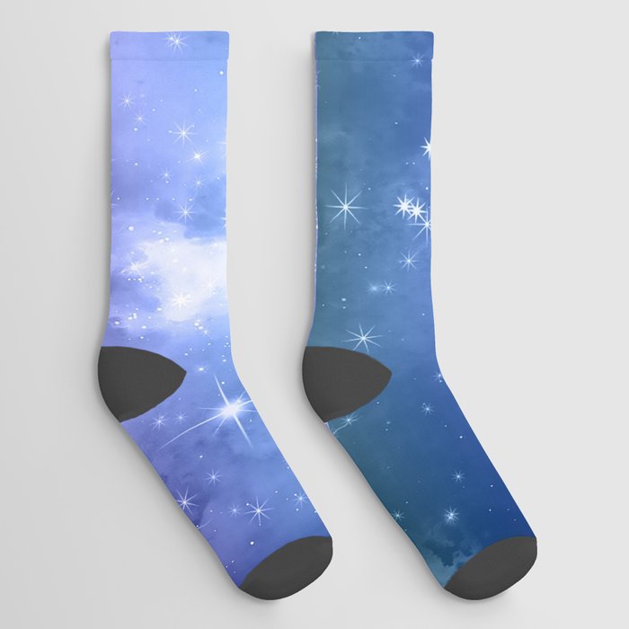 Red, Blue, Yellow Galaxy space  Socks