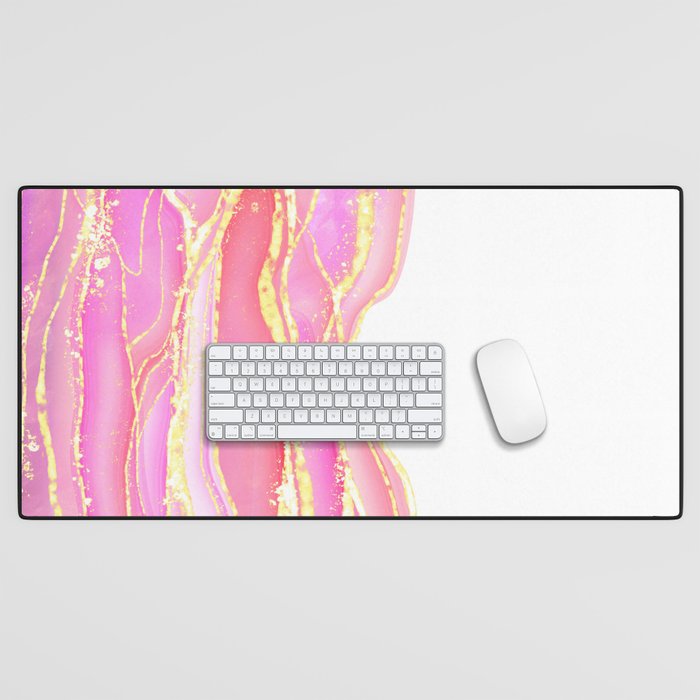Sparkling Pink Agate Texture 02 Desk Mat