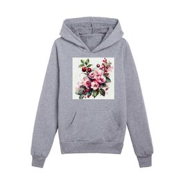 A wonderful watercolor garden, gold, pink, blue, green leaves, floral Kids Pullover Hoodie