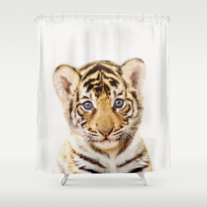Baby Tiger Baby Animals Art Print By Synplus Shower Curtain By Synplus