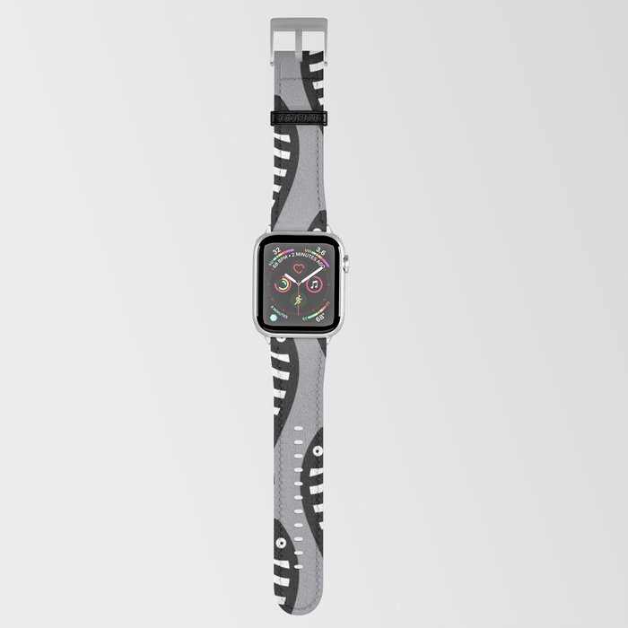 Abstract black and white fish pattern Pale blue Apple Watch Band