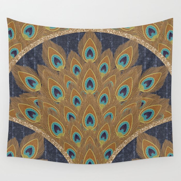 Peacock Art Deco Wall Tapestry