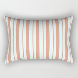 [ Thumbnail: Dark Salmon & Light Cyan Colored Lines/Stripes Pattern Rectangular Pillow ]