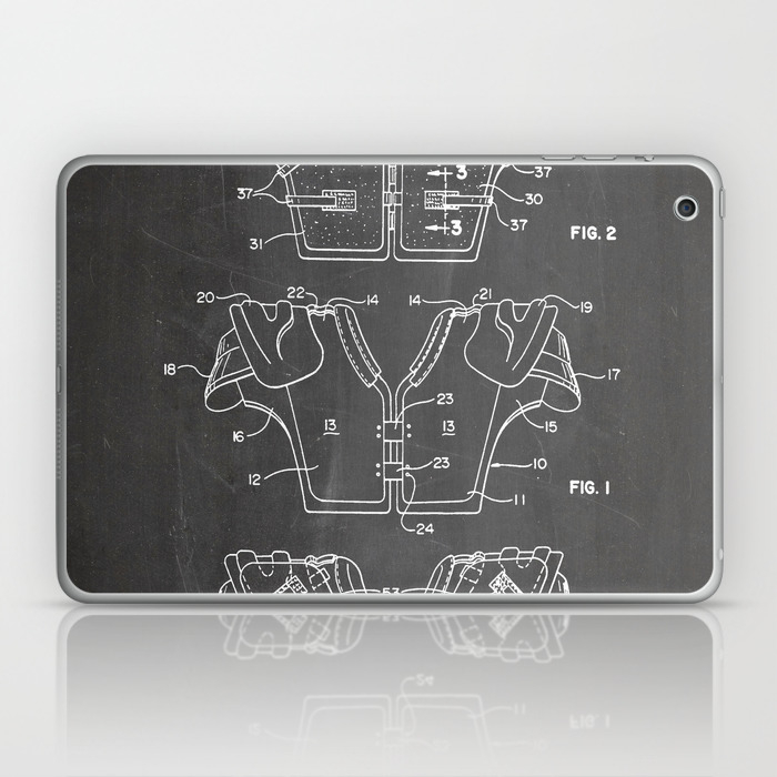 Football Pads Patent American Football Art Black Chalkboard