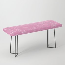 Pink and White Toys Outline Pattern Bench