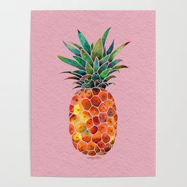Watercolor pineapple Summer Poster
