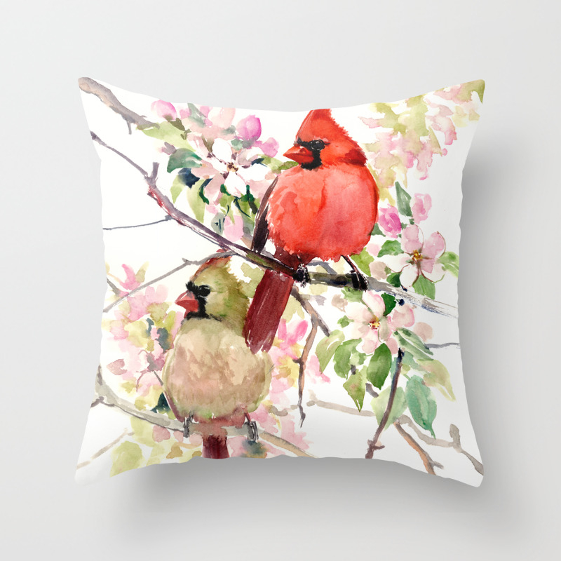 Cardinal Birds And Spring Cardinal Bird Design Throw Pillow By