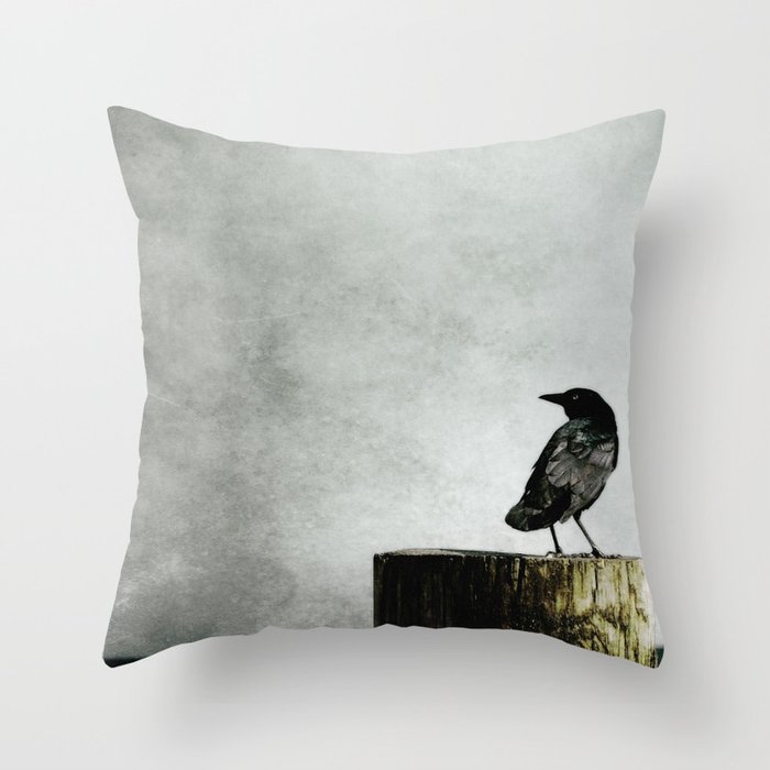 Crow at Sea Throw Pillow