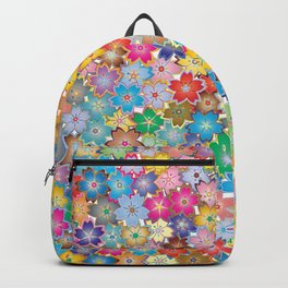 Colorful Spring Flowers Floral Pattern Abstract Happy Fun Backpack
