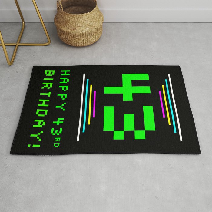 43rd Birthday - Nerdy Geeky Pixelated 8-Bit Computing Graphics Inspired Look Rug