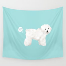 Bichon Frise dog breed funny dog fart Wall Tapestry