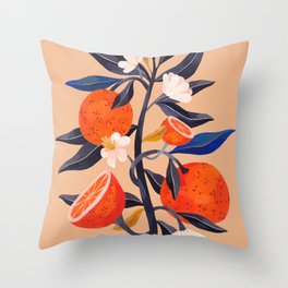 Orange Tree, Botanical Painting Throw Pillow