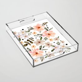 Blush Jewels Watercolor Floral Acrylic Tray