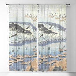 Hokusai, Whaling off in Goto Sheer Curtain