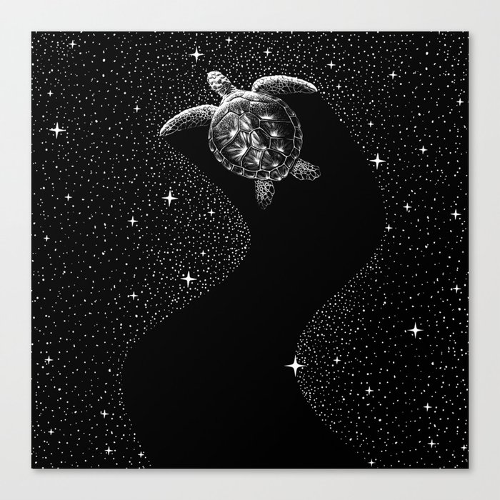 Starry Turtle (Black Version) Canvas Print