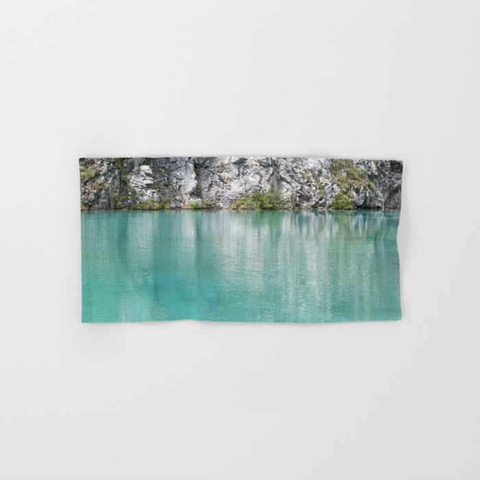 Teal lake in the French alps - mountain reservoir - nature and travel photography Hand & Bath Towel