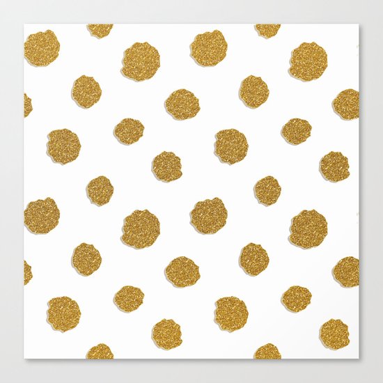 Golden touch III- Gold glitter effect polkadot pattern Canvas Print