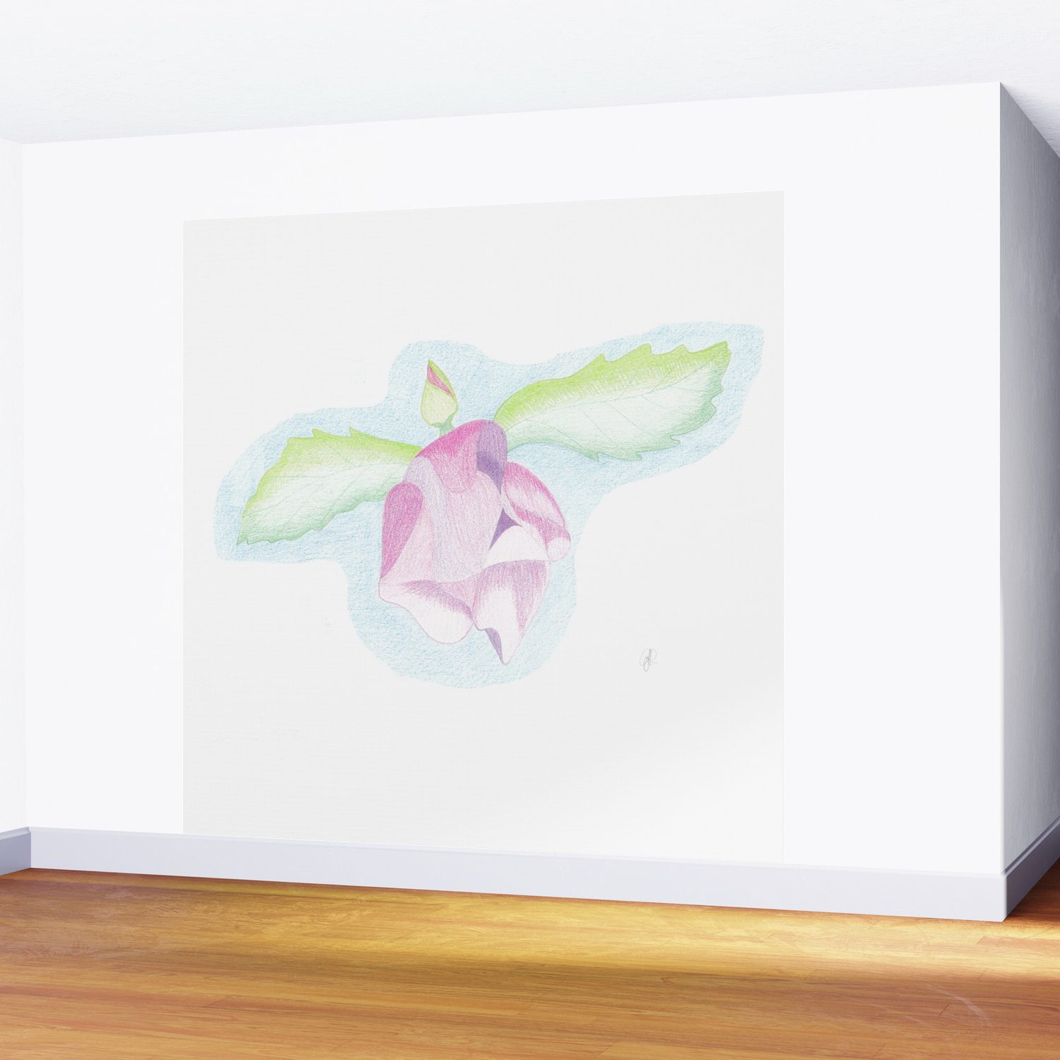 Hibiscus Fairy Floral Pattern Made Of Color Pencil Drawing Wall