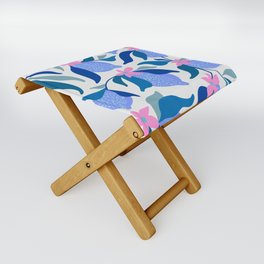 Blue lemons pattern Folding Stool