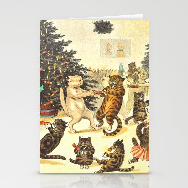'Christmas Party Cats' by Louis Wain Vintage Cat Art Stationery Cards