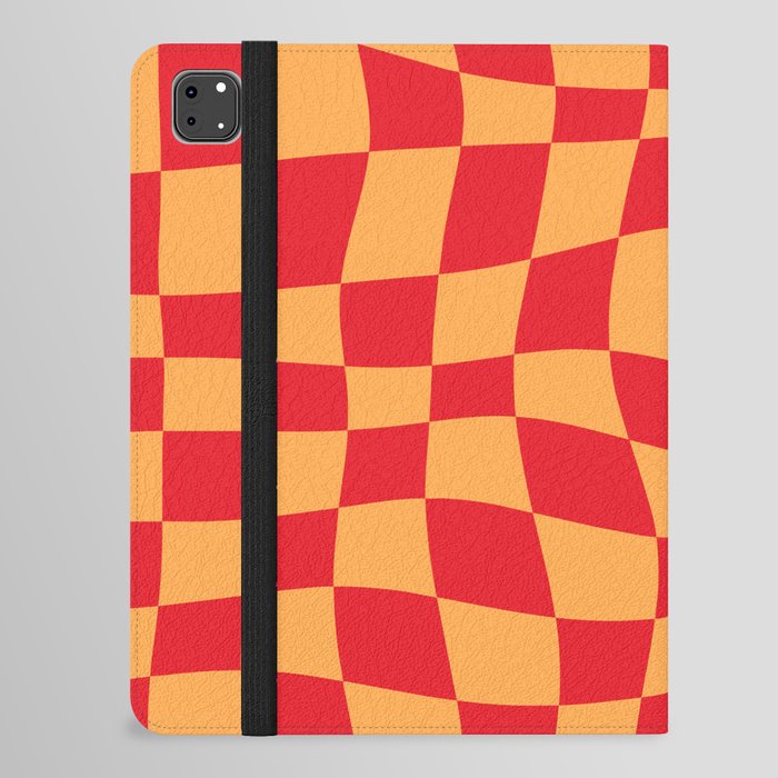 Warped Checkered Pattern (red/orange) iPad Folio Case