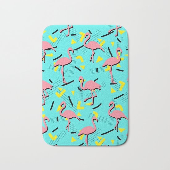 Flamingos Memphis #society6 #decor #buyart Bath Mat