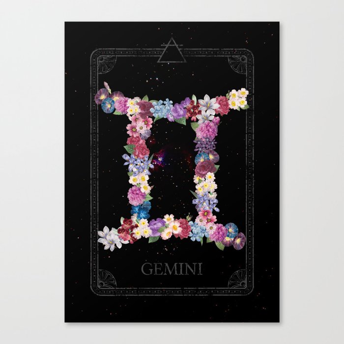 Floral Zodiac Sign: Gemini Canvas Print