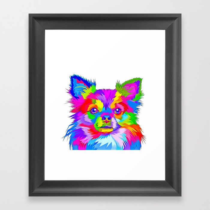 colorful chihuahua dog pop art style Pet Dog Framed Art Print
