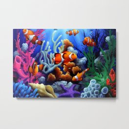 Coral Reef and Clownfish Metal Print