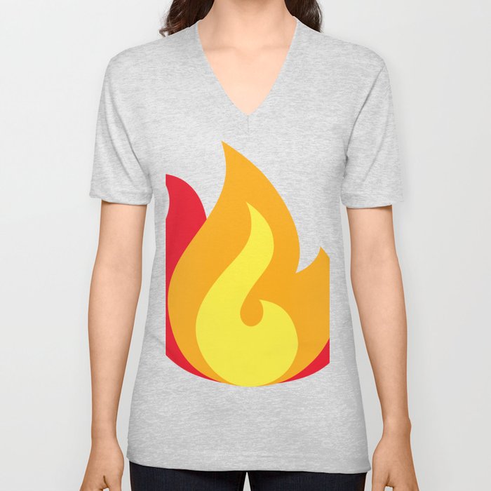 Fire Emoji  V Neck T Shirt