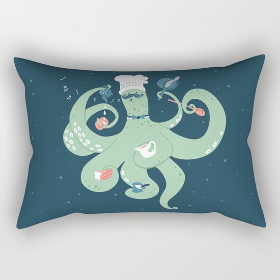 The Octopus Chef Rectangular Pillow
