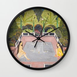 Temple pool of River Ganges; personification of Indian Goddess Gangotri Ganges landscape painting Wall Clock