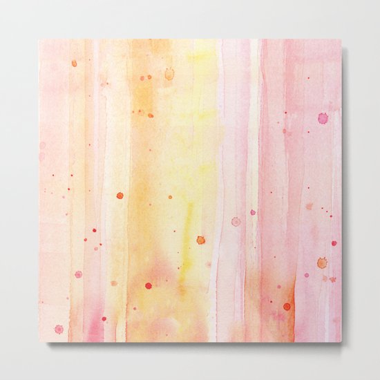 Pink Orange Rain Watercolor Texture Splatters Metal Print