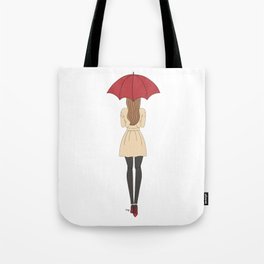 Fashion Girl Red Umbrella Red Bottom Heels Tote Bag