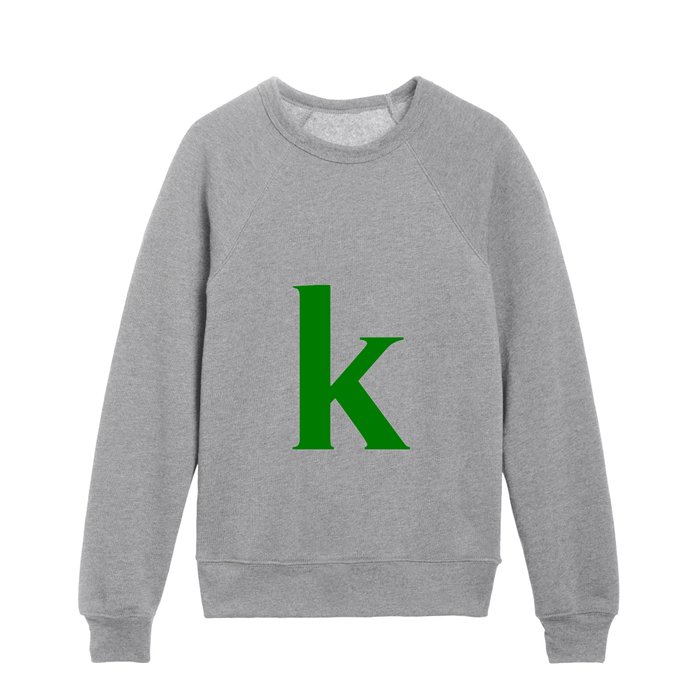 k (GREEN & WHITE LETTERS) Kids Crewneck