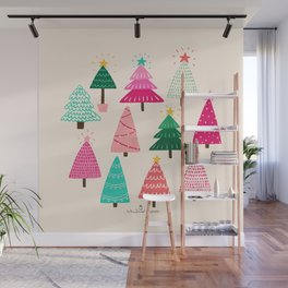 Christmas Trees - Pink and Cream Palette | Palette Wall Mural