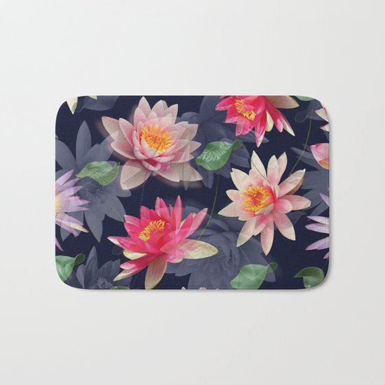 Lotus Flower Pattern #2 Bath Mat