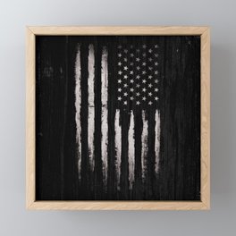 White Grunge American flag Framed Mini Art Print