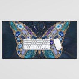 Blue and Purple Geodes Butterfly Desk Mat