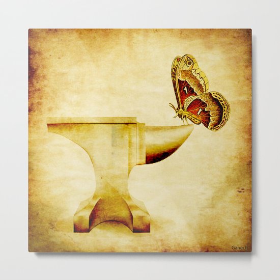 The anvil and the butterfly Metal Print